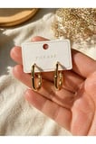 Poyase Altın Kaplama Halka Küpe Gold 2.5 cm