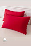 %100 COTTON (PAMUK)2 ADET 50x70 cm KIRMIZI YASTIK KILIFI PİLLOW CASE EV TEKSTİLİ YASTIK YÜZÜ