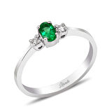 0.05 Ct Pırlantalı Zümrüt Yüzük