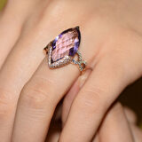 Ametist Taşlı Pırlanta Yüzük