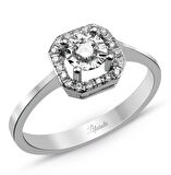 3.5 Karat Görünümlü Kare Baget Pırlanta Yüzük