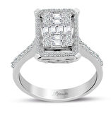 0.80 Ct Modern Tasarım Baget Kare Tektaş Yüzük