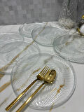 6 LI CAM PASTA VE SERVİS TABAGI 21 CM