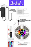 2 Metre Rgb Led Tak Çalıştır 16 Renkli 4 Animasyonlu Tv Arkası Yatak Oturma odası abajur