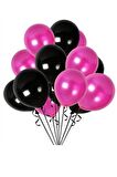 Fuşya - Siyah Karışık Metalik Balon 10 adet