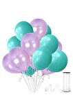 Su Yeşili - Lila Metalik Balon 50 Adet