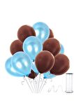 Kahverengi - Açık Mavi Metalik Balon 50 Adet