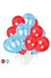Kırmızı - Açık Mavi Metalik Balon 50 Adet