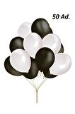 Siyah-Beyaz Karışık Metalik Balon 50 adet