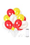 Sarı - Kırmızı - Beyaz Metalik Balon 50 Adet