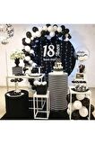 50 Adet Siyah Beyaz Balon Konsept Balon Ve Balon Zinciri