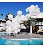 50 Adet Beyaz Metalik Balon + 1 Adet Balon Zinciri