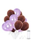 Kahverengi - Lila Metalik Balon 50 Adet+ 5 mt balon zinciri