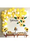 50 Adet Metalik Sarı,beyaz Balon+ 5 mt Balon Zinciri