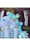 Pastel Mavi-Mint Yeşili-Gri Balon 1000 Adet + 5 Mt. Balon Zinciri