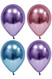 Mavi-pembe-mor Krom Balon 30 Adet