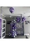 Mor-Gümüş Krom Balon Zinciri Seti 50 Adet
