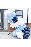 Makaron Mavi Gece Mavisi Ve Beyaz Balon Zinciri 100 Adet 50 Adet