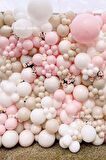 Deniz Kumu Beyaz Pembe Balon Seti 100 Adet