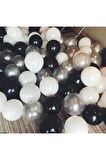 50 Adet Balon (Siyah - Beyaz - Gümüş Gri Karışık))+ 5 mt Balon Zinciri