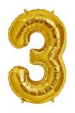3 Rakamı Gold Folyo Balon - (40inç, 100cm) 