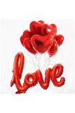 Love Yazılı Sevgiliye Süpriz Kutlama Folyo Balon Set