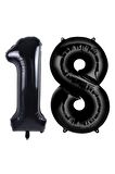 Folyo Balon Siyah 18 Rakamı 34 İnç 80 cm