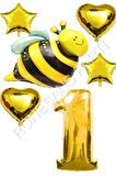 Arı Karakterli Yıldız Kalp Folyo Balon Seti Yaş 1