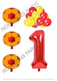 Sarı Kırmızı Futbol Topu Folyo ve Latex Balon Rakam Seti Yaş 1