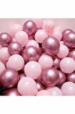 Krom Pembe Ve Makaron (Pastel) Pembe Renk Balon 20 ADET