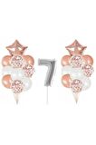 Gümüş 7 Yaş Rose Gold Konfetili Şeffaf Balon Seti