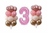 Pastel Krom 3 Yaş Pembe Doğum Günü Balon Seti