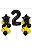 Sarı Gold Folyo Balon Rakam Set Dogum Günü Süsü 2 Yaş