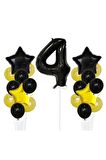 Sarı Gold Folyo Balon Rakam Set Dogum Günü Süsü 4 Yaş