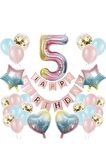 Renkli Folyo Balon Rakam Set Dogum Günü Süsü Yaş 5
