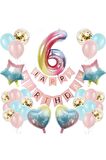 Renkli Folyo Balon Rakam Set Dogum Günü Süsü Yaş 6