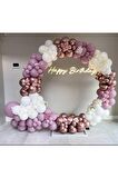 Krom Pembe Toz Pembe Ve Beyaz Balon Seti 50 Adet