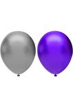 Metalik Balon Seti 50 Adet ( Mor, Gümüş )
