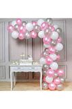 50 Adet Metalik Balon (Pembe,Beyaz,Gümüş)+Balon Zinciri Hediye