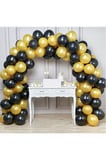 50 Adet Siyah,Gold Metalik Balon +Balon Zinciri Hediye
