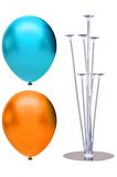 7 Çubuklu Balon Standı + 7 adet balon ( Açık Mavi - Turuncu )