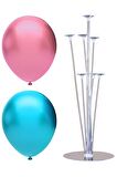 7 Çubuklu Balon Standı + 20 adet balon ( Açık Mavi, Pembe )