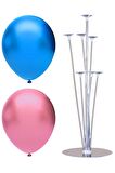 7 Çubuklu Balon Standı + 40 adet balon ( Koyu Mavi - Pembe )