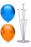 7 Çubuklu Balon Standı + 50 adet balon ( Turuncu, Koyu Mavi )
