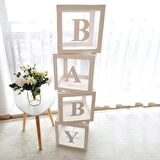 Beyaz Şeffaf Balon Kutusu BABY Yazılı 25x25 Cm
