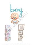 Beyaz Baby Yazılı Şeffaf Balon Kutusu Bebek ve Boy El Yazılı Folyo Balon ve Balon Seti