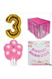 Doğum Günü Parti Seti 3 Rakam Pembe Konsept 