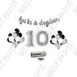 Rafya İpli 10 Yaş Gümüş Folyo Balon İyiki Doğdun Yazılı Banner Balon Set Doğum Günü
