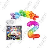 İyiki Doğdun Yazılı Banner 2 Yaş Gökkuşağı Temalı Balon Seti Doğum Günü