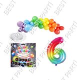 İyiki Doğdun Yazılı Banner 6 Yaş Gökkuşağı Temalı Balon Seti Doğum Günü